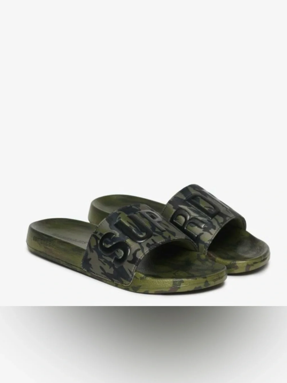 Superdry Olive Green Camo Slide Sandals Size 9-10